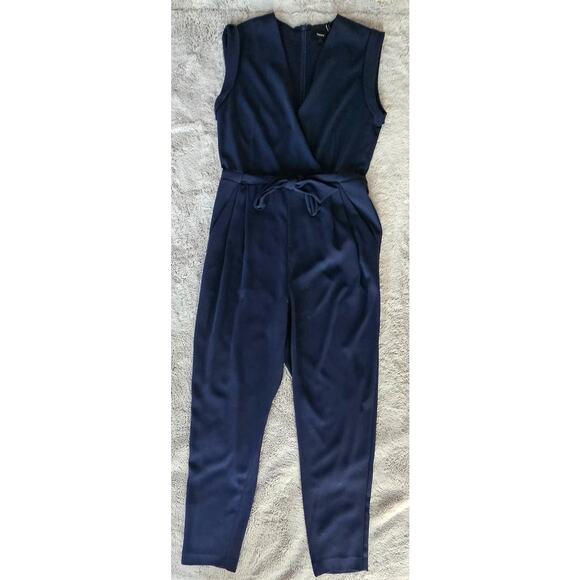 Theory Pavona Elevate Crepe Jumpsuit, Blue, Sexy V Neck, NYE Party, Sz 8 - Picture 3 of 11